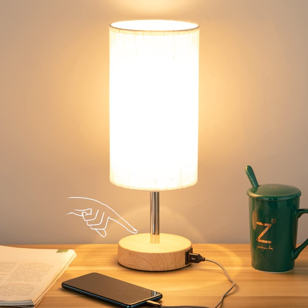 Bedside Lamp with USB Port - Touch Contr