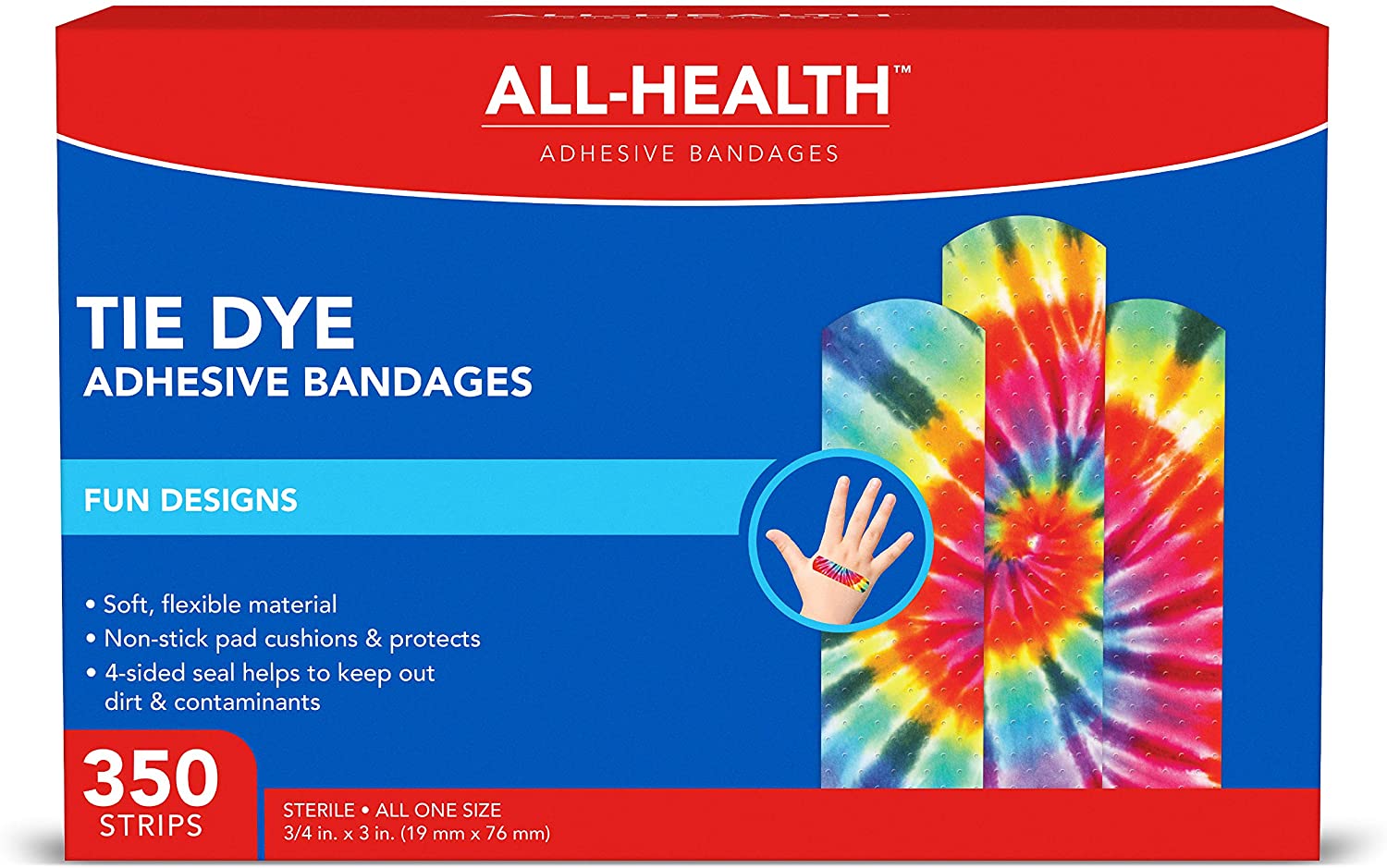 All Health Tie Dye Adhesive Bandages.75 