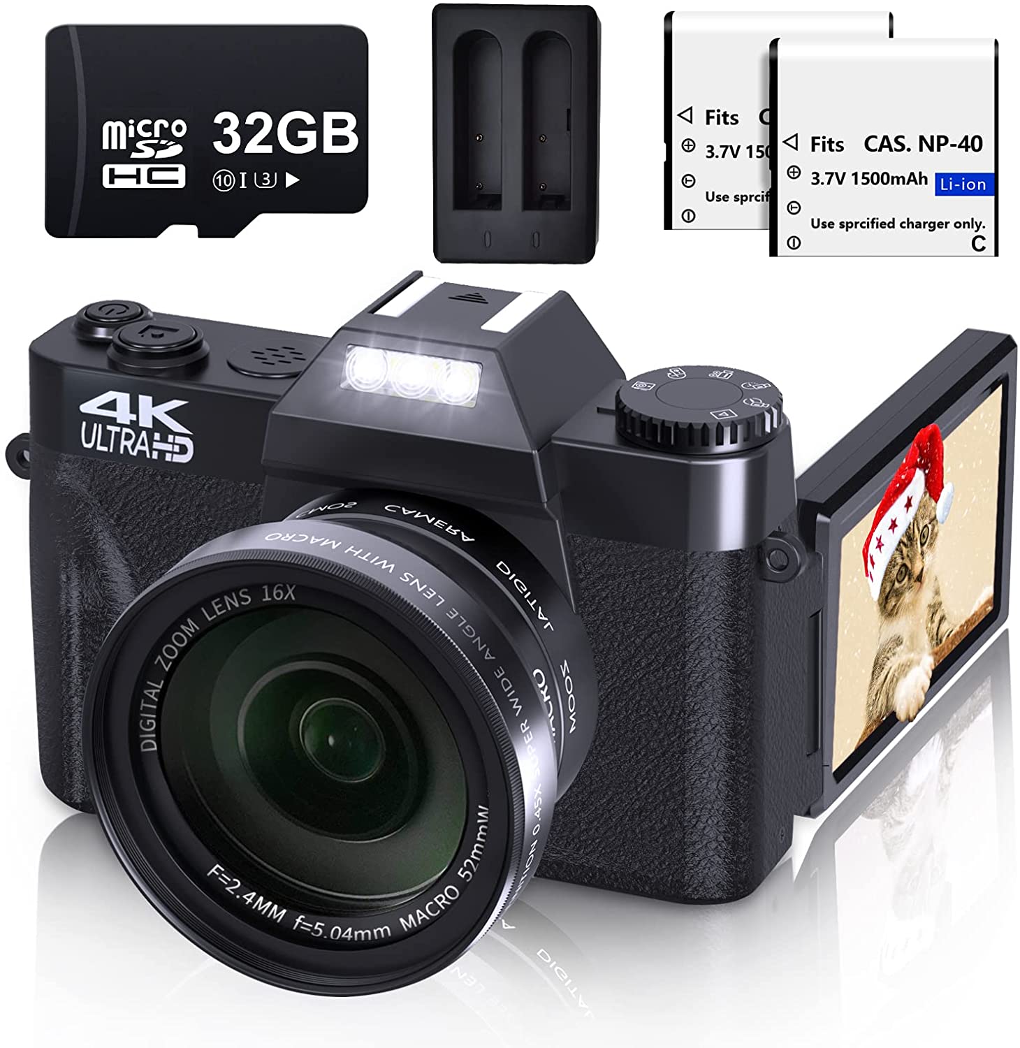 VJIANGER 4K Digital Camera 48MP Pixel Au